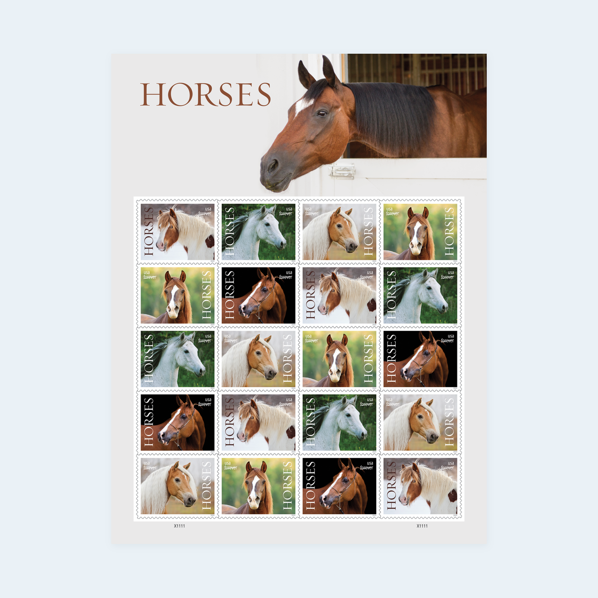 2024 Horses Forever Stamps: Self-Adhesive Sheet for First-Class Mail, product image 1