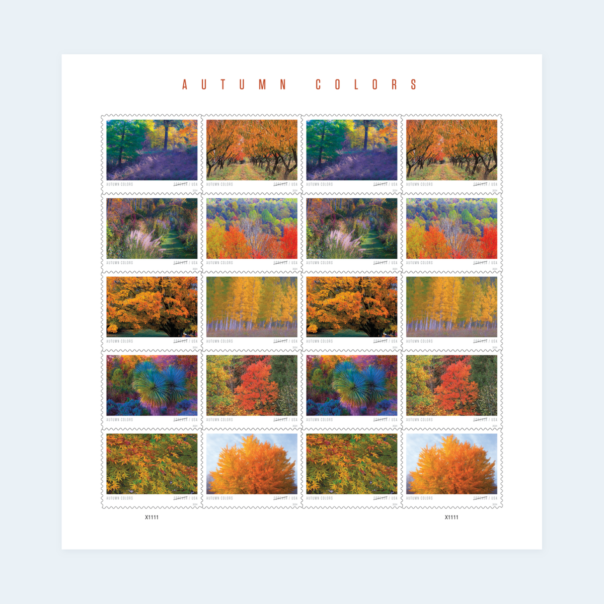 2024 Autumn Colors Forever Stamps: Self-Adhesive Sheet for First-Class Mail, product image 1