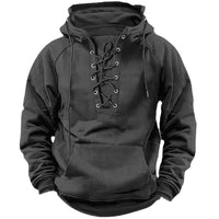 Men's Lace-Up Sports Hoodie  Casual Pocket Sweatshirt