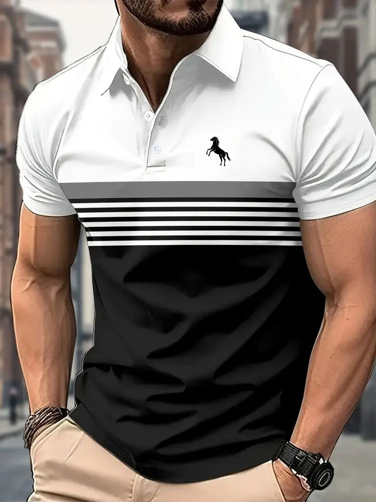 Color Block Sports Collar Casual Polo