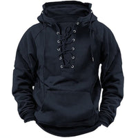 Men's Lace-Up Sports Hoodie  Casual Pocket Sweatshirt