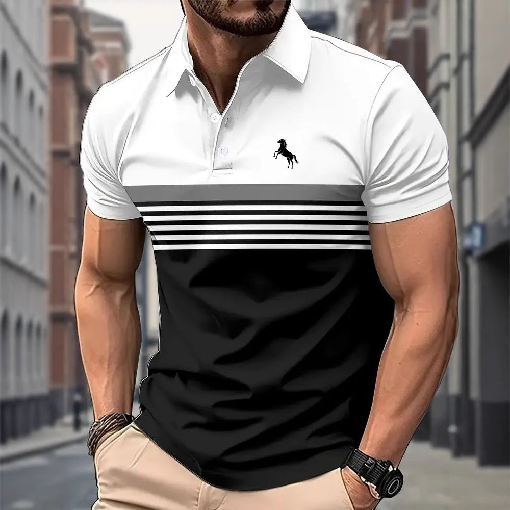 Color Block Sports Collar Casual Polo