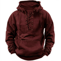 Men's Lace-Up Sports Hoodie  Casual Pocket Sweatshirt