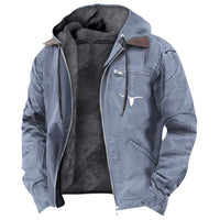 Mens Casual Retro Hooded Jacketcoat