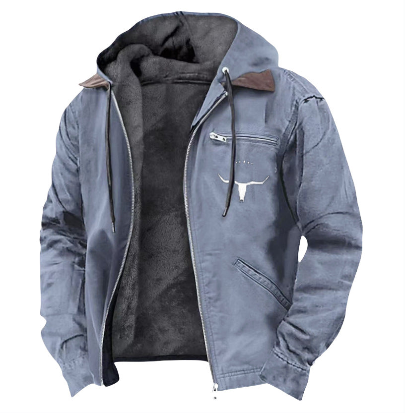 Mens Casual Retro Hooded Jacketcoat